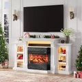 71 Fireplace TV Stand with 23 Electric Fireplace, Mid Century TV Console, Entertainment Center with Storage for Living Room, Bedroom