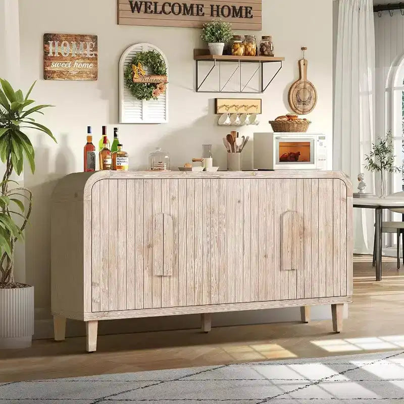 Madia curva a 4 ante Farmhouse da 150 cm – Nero antico / Naturale antico