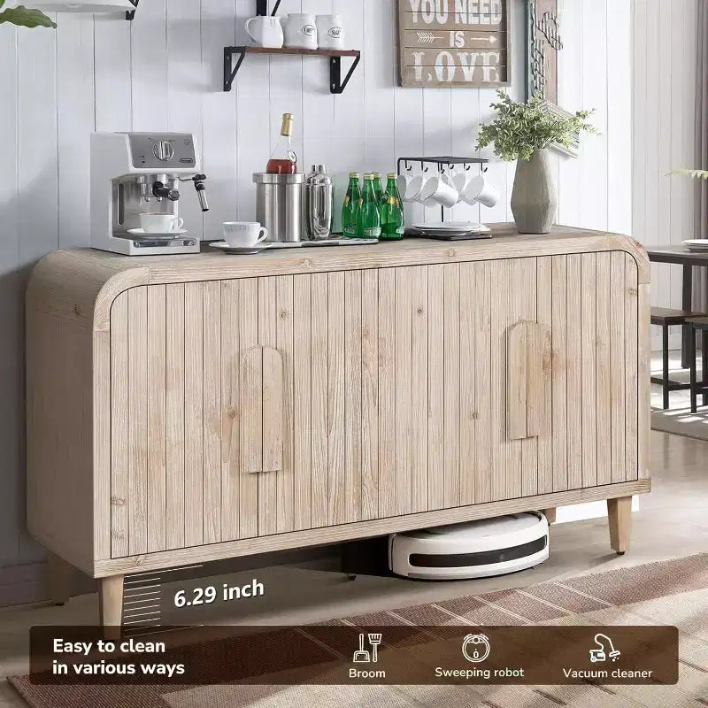 Madia curva a 4 ante Farmhouse da 150 cm – Nero antico / Naturale antico