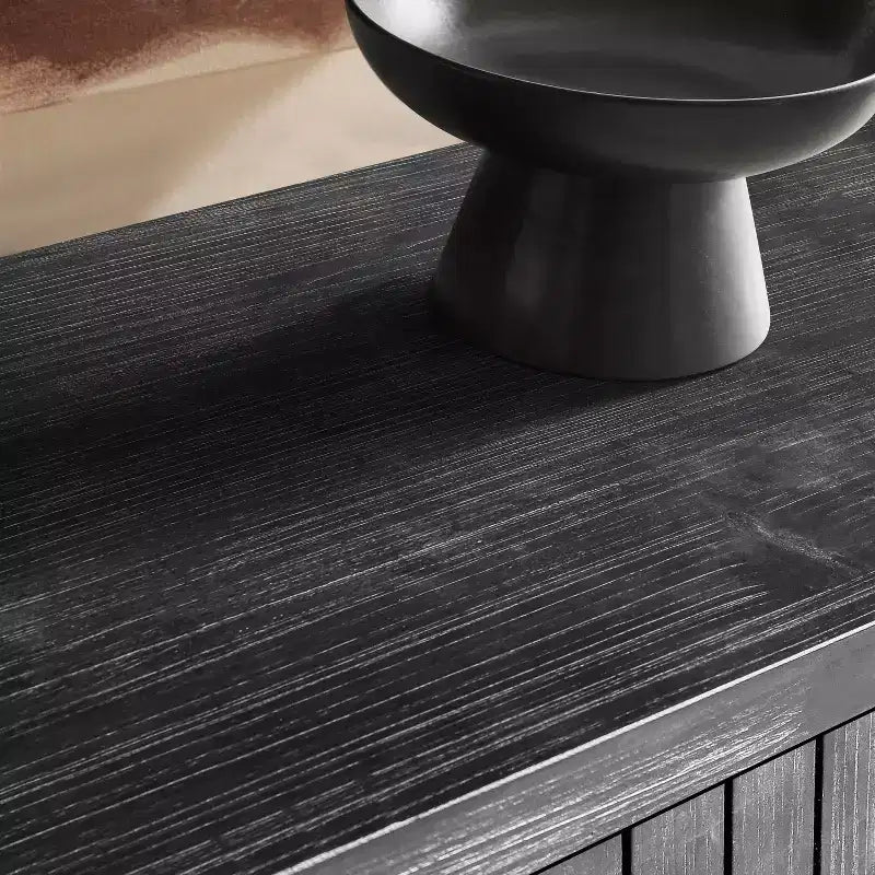 Madia curva a 4 ante Farmhouse da 150 cm – Nero antico / Naturale antico