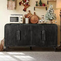 Madia curva a 4 ante Farmhouse da 150 cm – Nero antico / Naturale antico