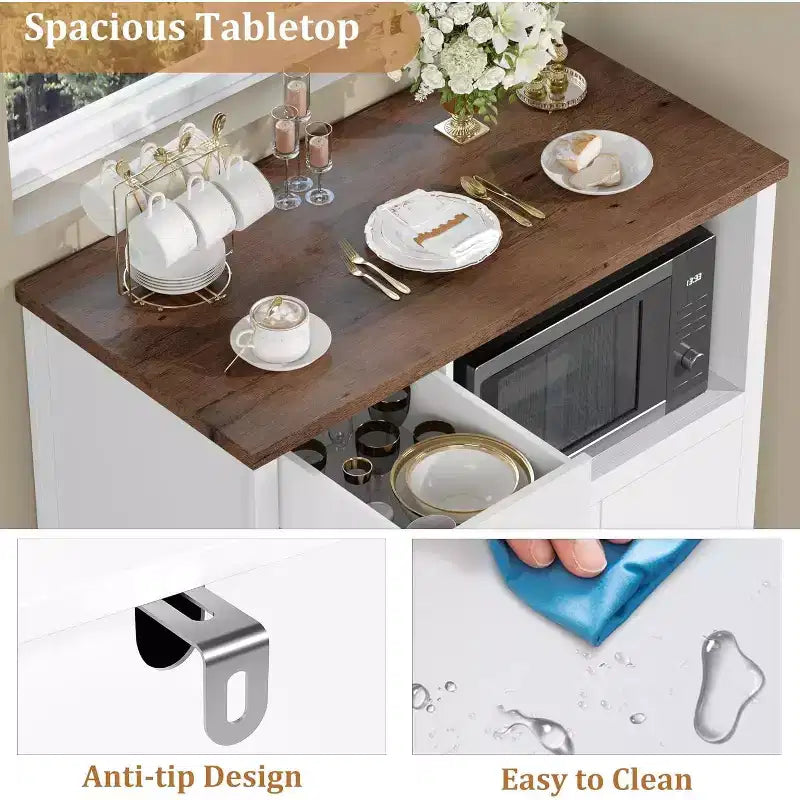 Mobiletto da terra a 3 ante e 1 cassetto, nero/naturale/bianco, con ripiano regolabile