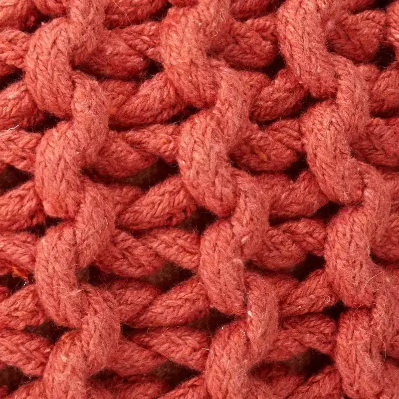 Pouf rotondo Aqua/Corallo in maglia, poggiapiedi in cotone per 1 persona
