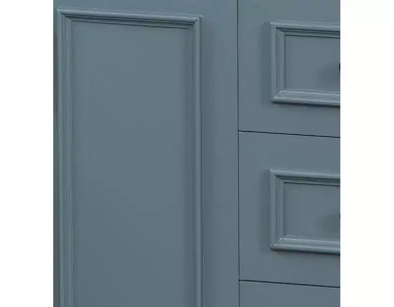 Armadietto a specchio da bagno montato a parete blu/grigio/bianco con ripiano regolabile - Anta singola