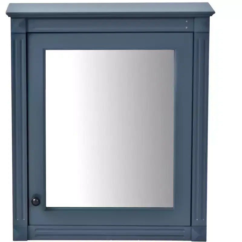 Armadietto a specchio da bagno montato a parete blu/grigio/bianco con ripiano regolabile - Anta singola