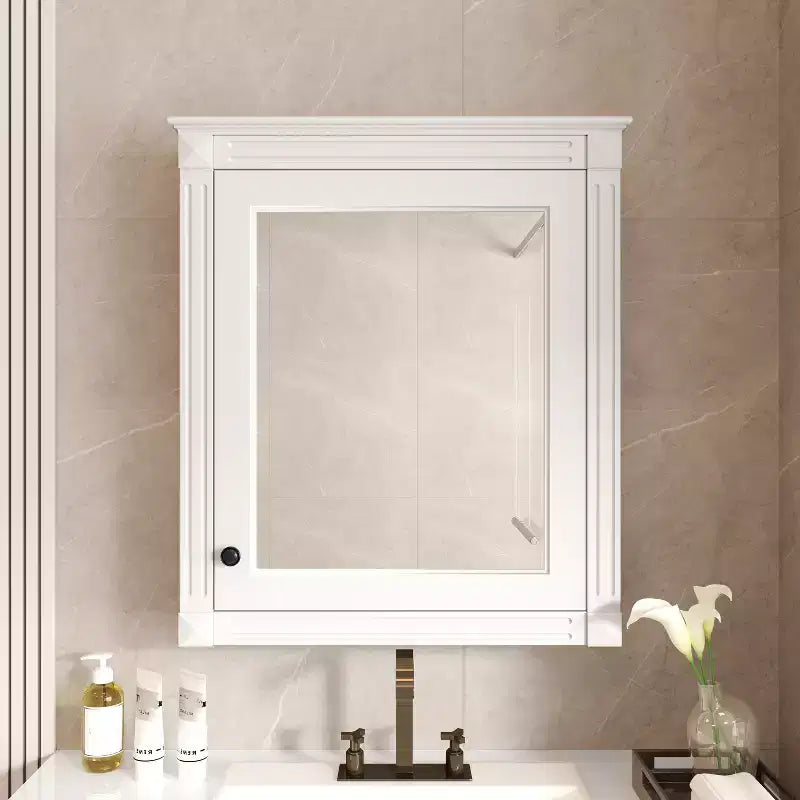 Armadietto a specchio da bagno montato a parete blu/grigio/bianco con ripiano regolabile - Anta singola