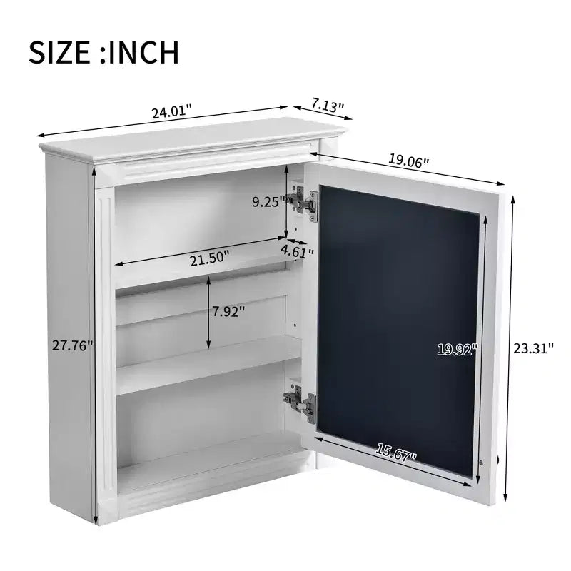 Armadietto a specchio da bagno montato a parete blu/grigio/bianco con ripiano regolabile - Anta singola